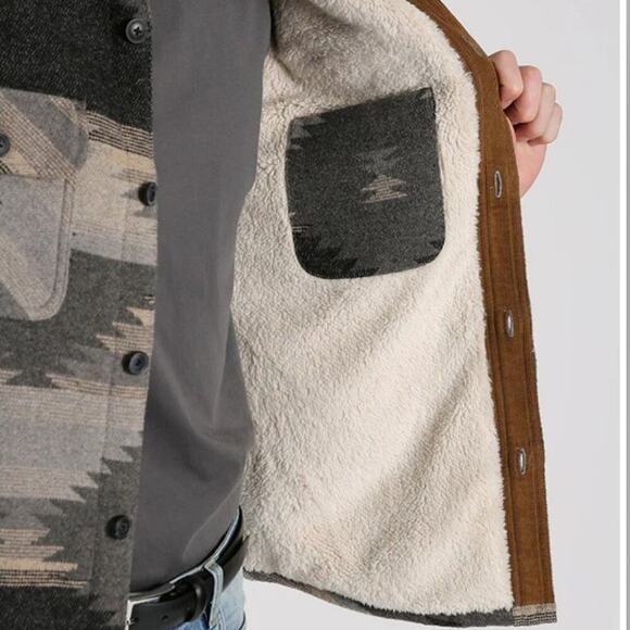 Jachs New York Sherpa Lined Wool Jacket Mens M Button Down Aztec - Picture 7 of 9